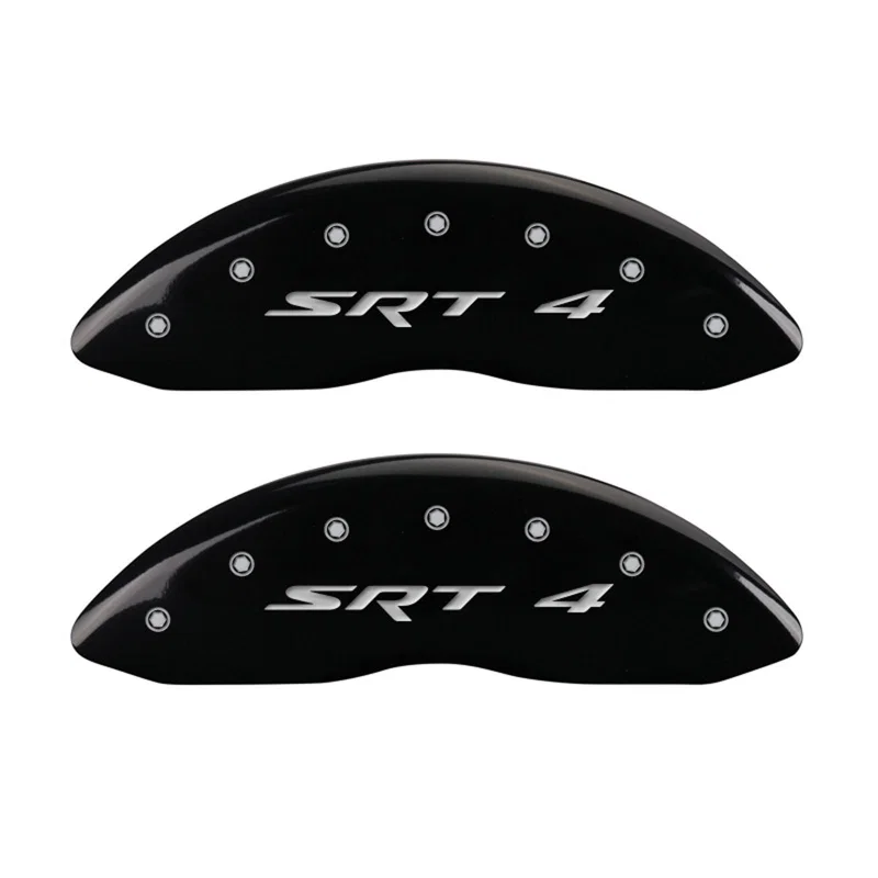 MGP 12002FSR4BK, Front set 2 Caliper Covers Engraved Front SRT4 Black finish silver ch