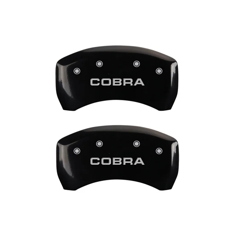 MGP 10010RCOBBK, Rear set 2 Caliper Covers Engraved Rear Cobra Black finish silver ch for Ford Mustang