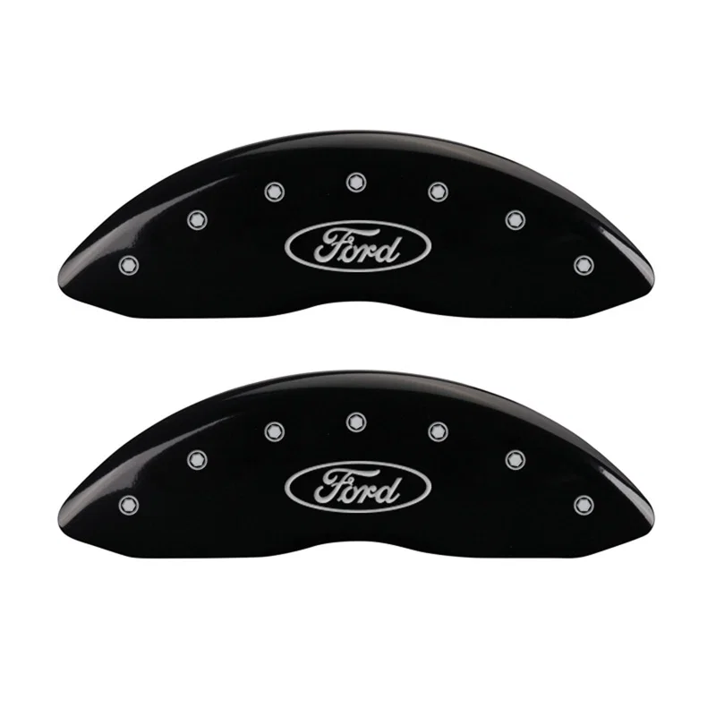 MGP 10234FFRDBK, Front set 2 Caliper Covers Engraved Front Oval logo/Ford Black finish silver ch
