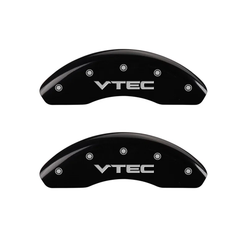 MGP 20209FVTCBK, Front set 2 Caliper Covers Engraved Front Vtec Black finish silver ch