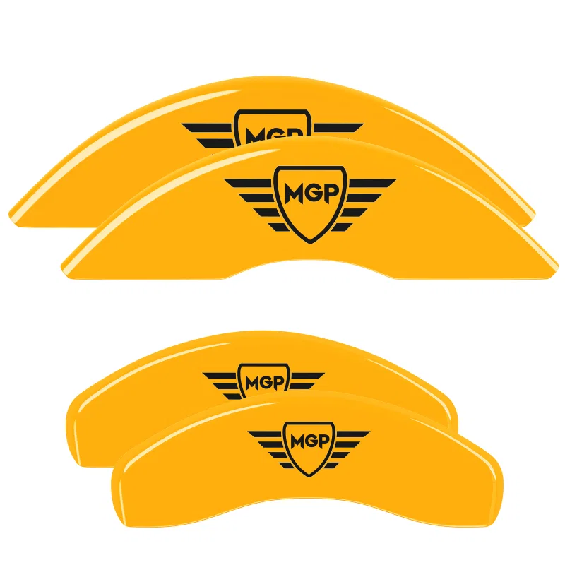 MGP 10232FMGPYL, Front set 2 Caliper Covers Engraved Front MGP Yellow finish black ch