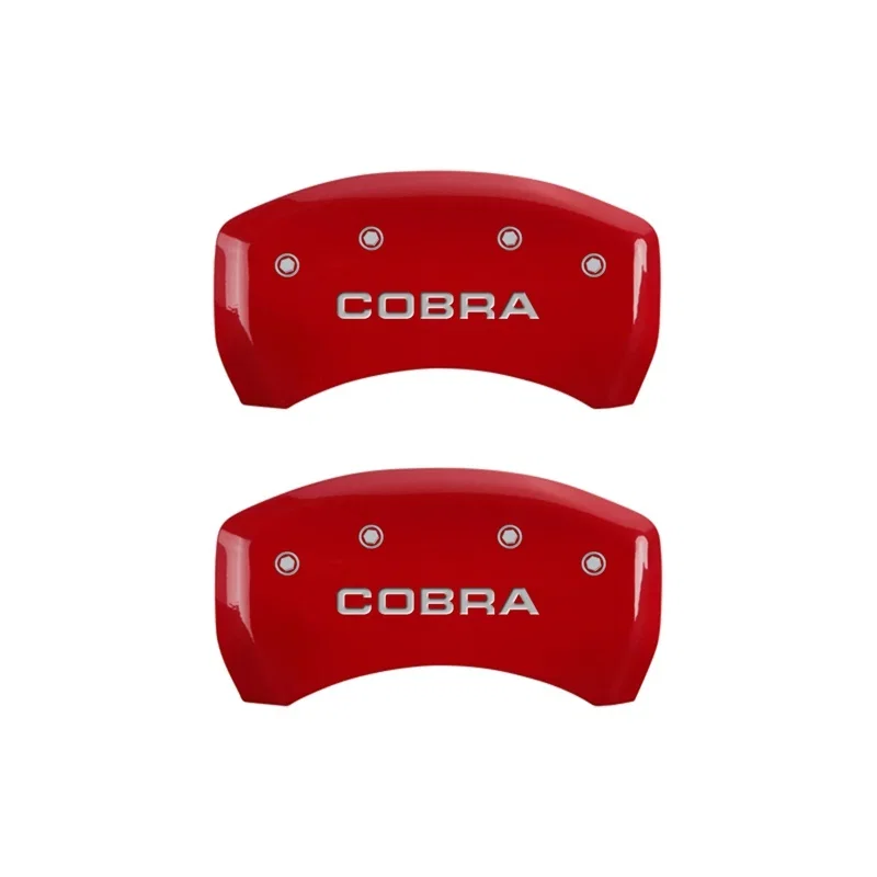 MGP 10010RCOBRD, Rear set 2 Caliper Covers Engraved Rear Cobra Red finish silver ch