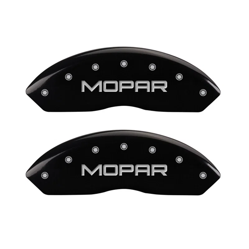MGP 42009FMOPBK, Front set 2 Caliper Covers Engraved Front MOPAR Black finish silver ch for Jeep Wrangler