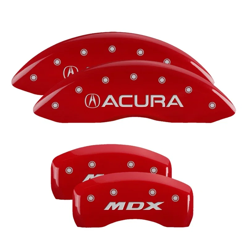 MGP 39021SMDXRD, 4 Caliper Covers Front Acura Rear MDX Red Finish Silver Characters