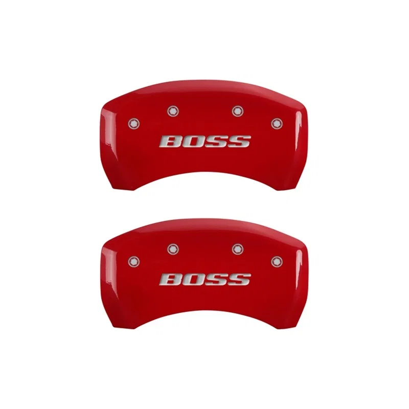 MGP 10010RBSSRD, Rear set 2 Caliper Covers Engraved Rear Boss Red finish silver ch