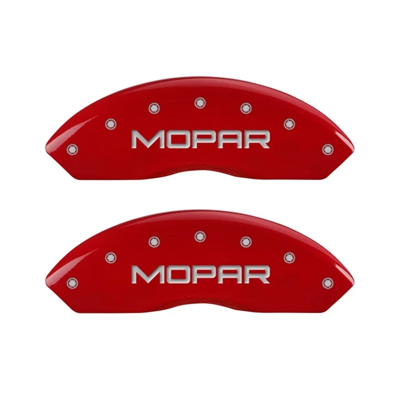 MGP 42009FMOPRD, Front set 2 Caliper Covers Engraved Front MOPAR Red finish silver ch