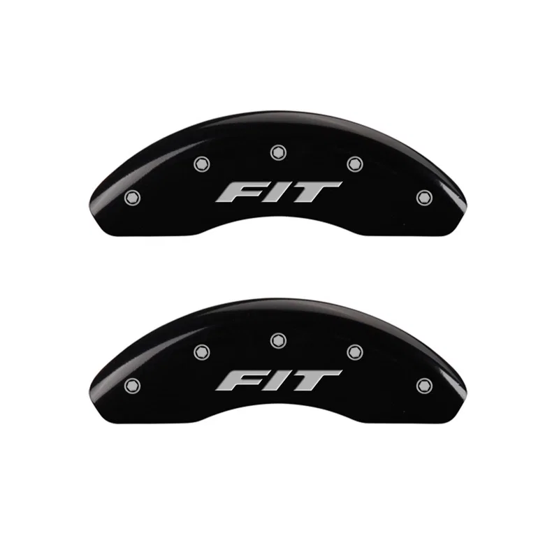 MGP 20208FFITBK, Front set 2 Caliper Covers Engraved Front FIT Black finish silver ch