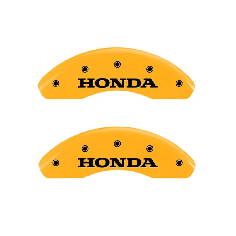 MGP 20003FHONYL, Front set 2 Caliper Covers Engraved Front Honda Yellow finish black ch