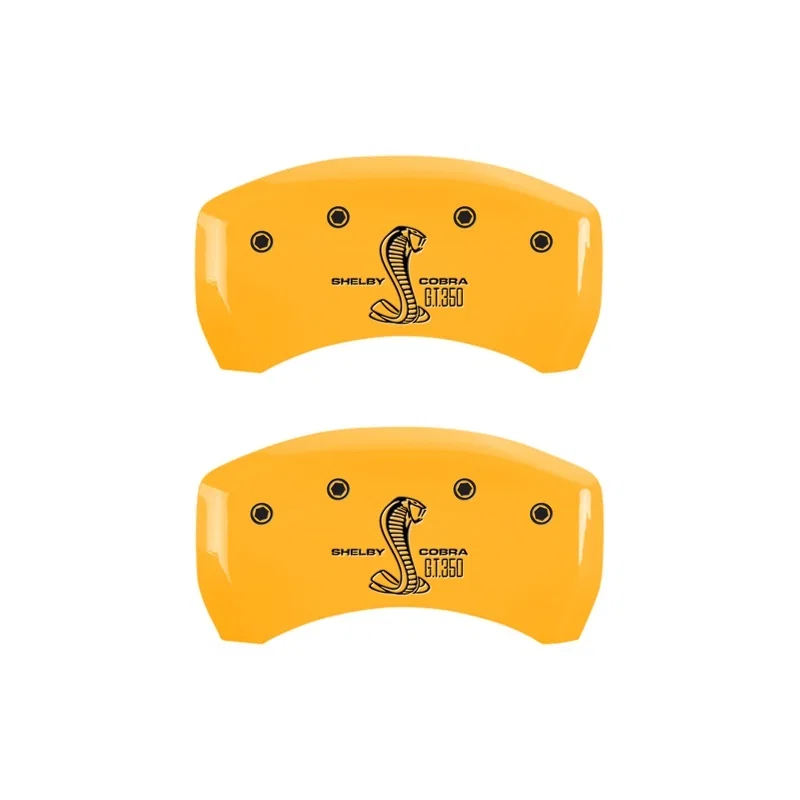 MGP 10010RGT3YL, Rear set 2 Caliper Covers Engraved Rear GT350 Shelby & Cobra Yellow finish black ch