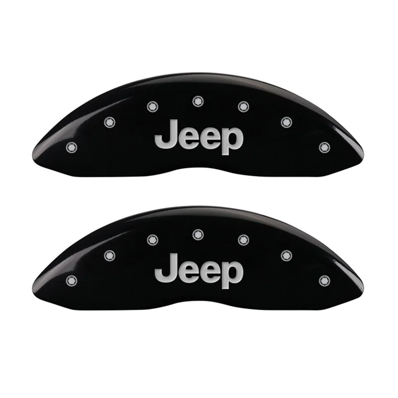 MGP 42011FJEPBK, Front set 2 Caliper Covers Engraved Front JEEP Black finish silver ch