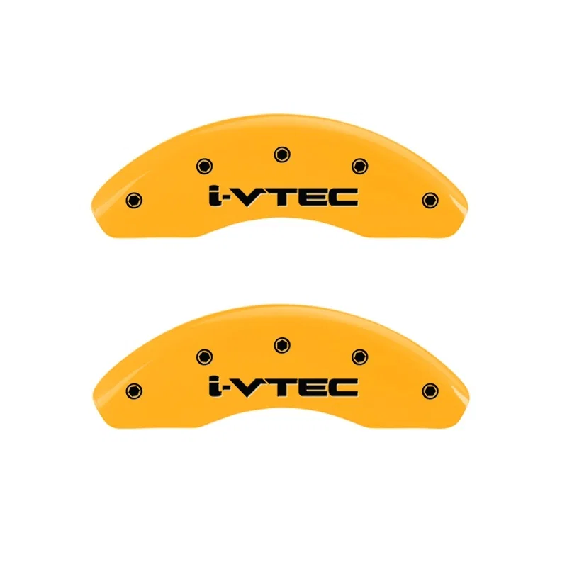 MGP 20212FIVTYL, Front set 2 Caliper Covers Engraved Front i-Vtec Yellow finish black ch