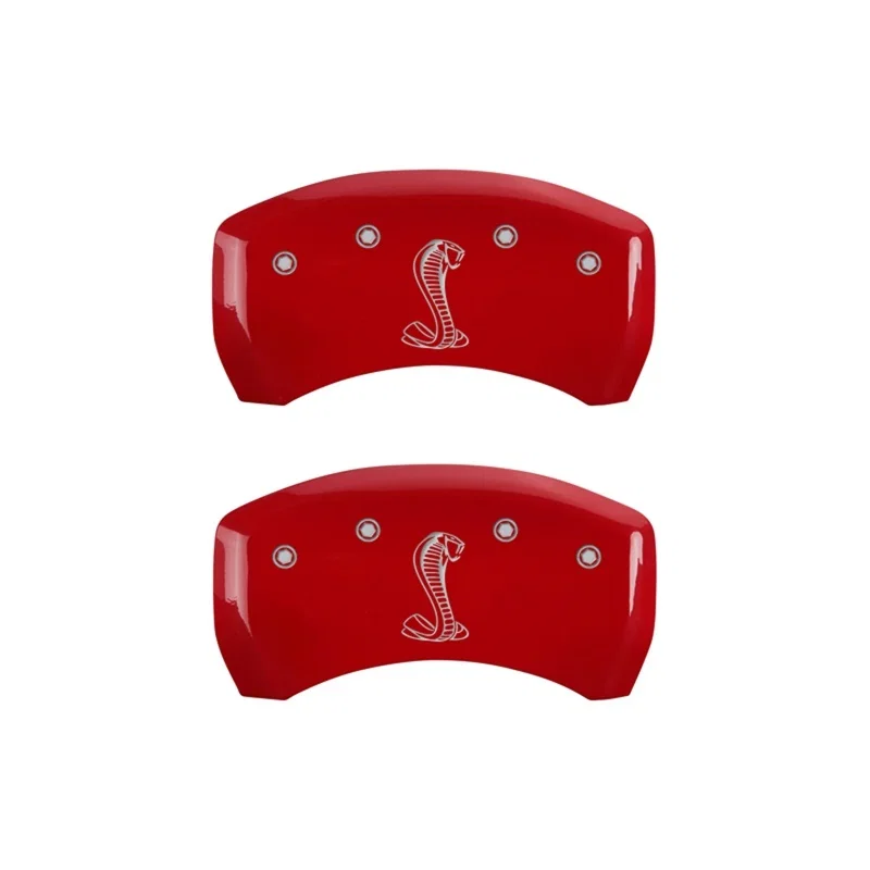 MGP 10203RSNKRD, Rear set 2 Caliper Covers Engraved Rear Tiffany Snake Red finish silver ch