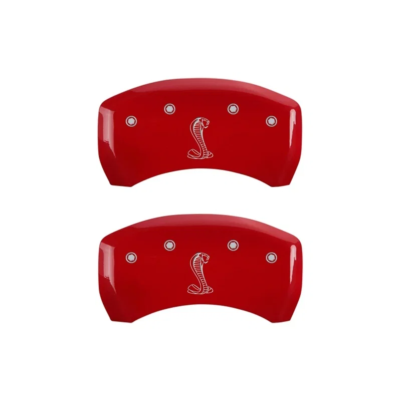 MGP 10010RCNKRD, Rear set 2 Caliper Covers Engraved Rear Snake Red finish silver ch