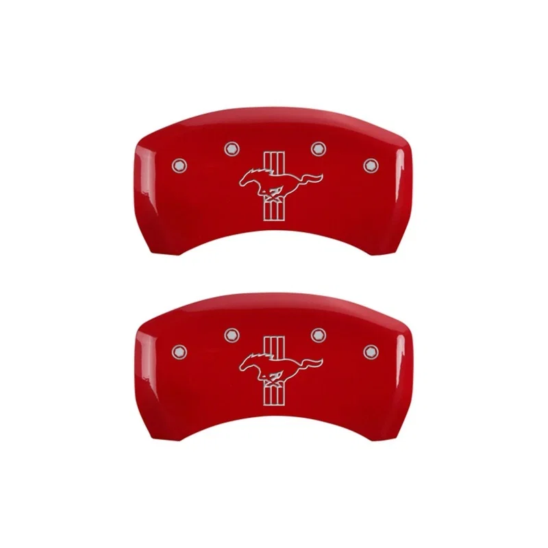 MGP 10203RMB2RD, Rear set 2 Caliper Covers Engraved Rear 2015/Bar & Pony Red finish silver ch