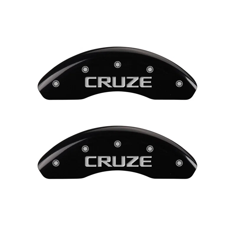 MGP 14012FCRZBK, Front set 2 Caliper Covers Engraved Front Cruze Black finish silver ch