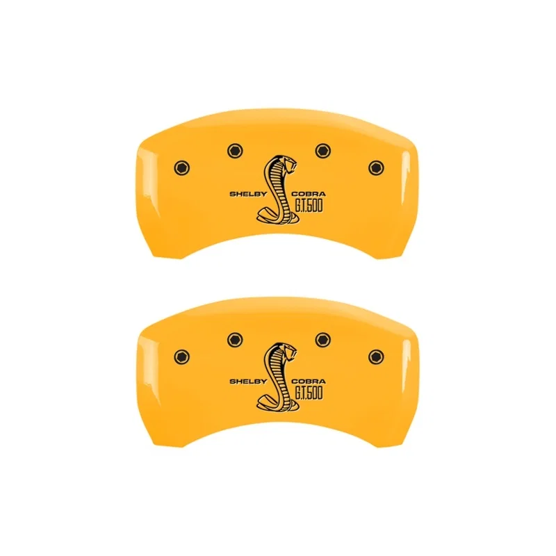 MGP 10010RGT5YL, Rear set 2 Caliper Covers Engraved Rear GT500 Shelby & Cobra Yellow finish black ch