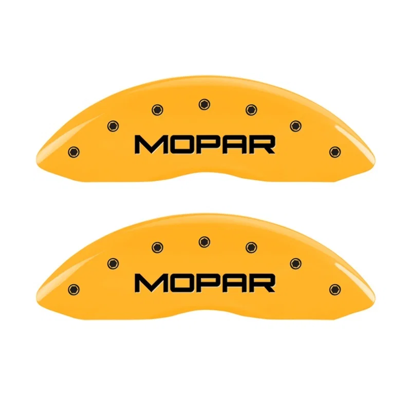 MGP 42011FMOPYL, Front set 2 Caliper Covers Engraved Front MOPAR Yellow finish black ch