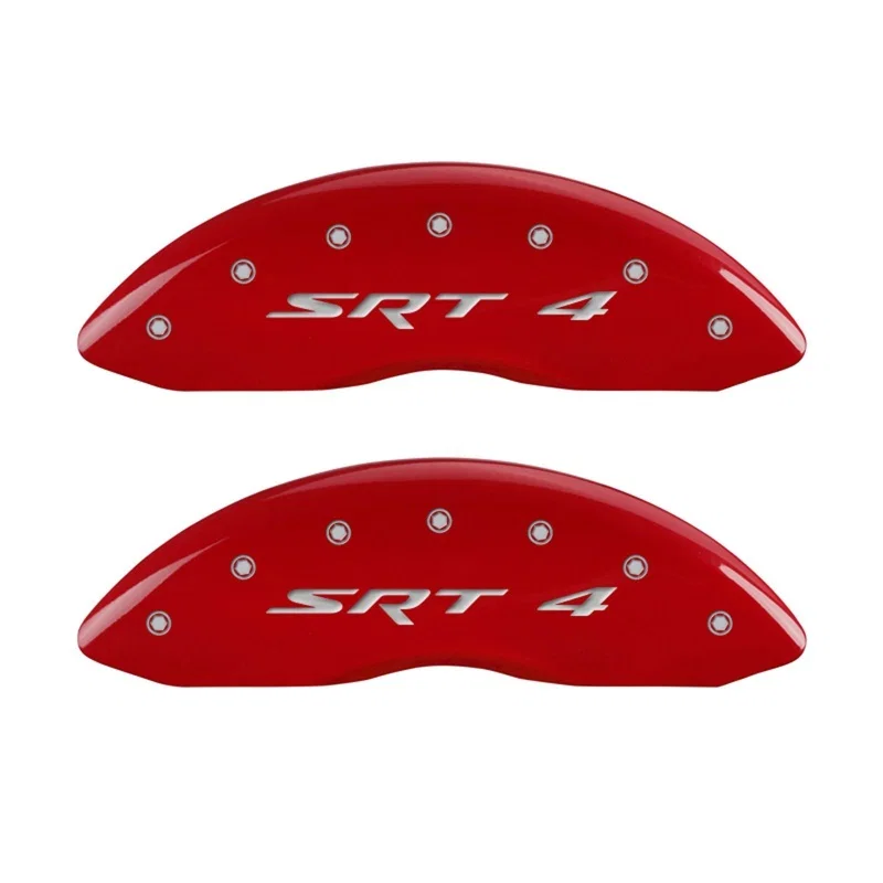 MGP 12002FSR4RD, Front set 2 Caliper Covers Engraved Front SRT4 Red finish silver ch