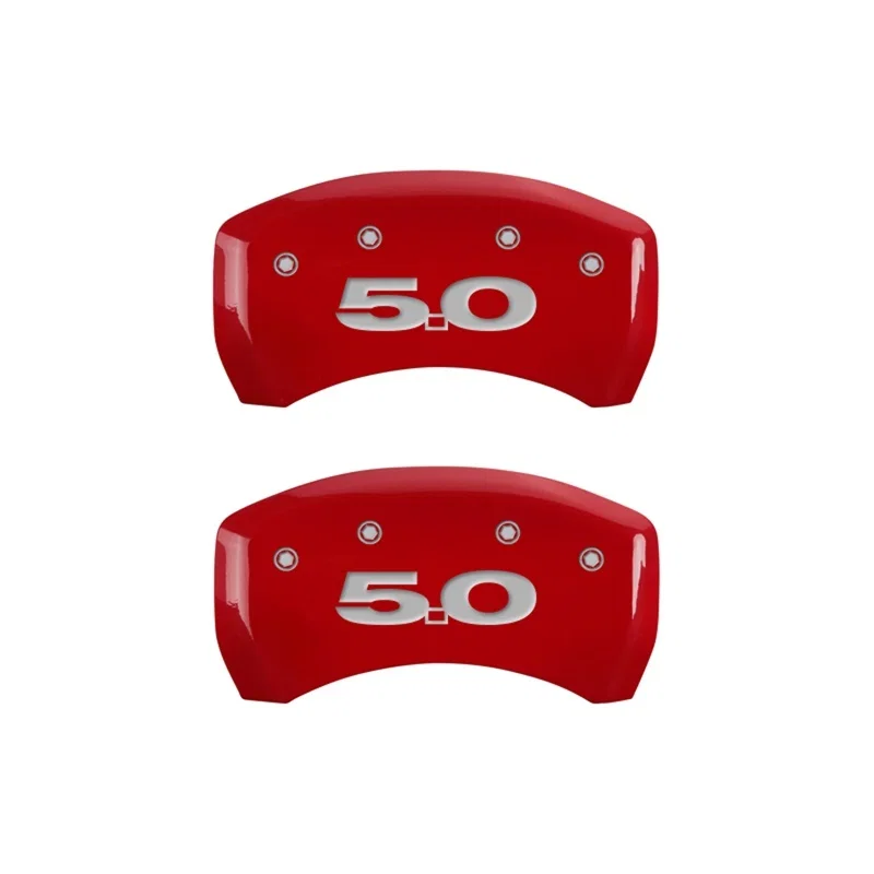 MGP 10010RM50RD, Rear set 2 Caliper Covers Engraved Rear 50 Red finish silver ch
