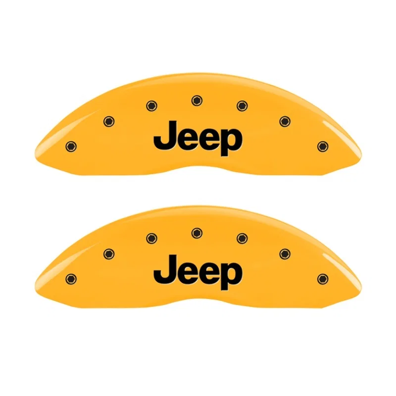 MGP 42011FJEPYL, Front set 2 Caliper Covers Engraved Front JEEP Yellow finish black ch
