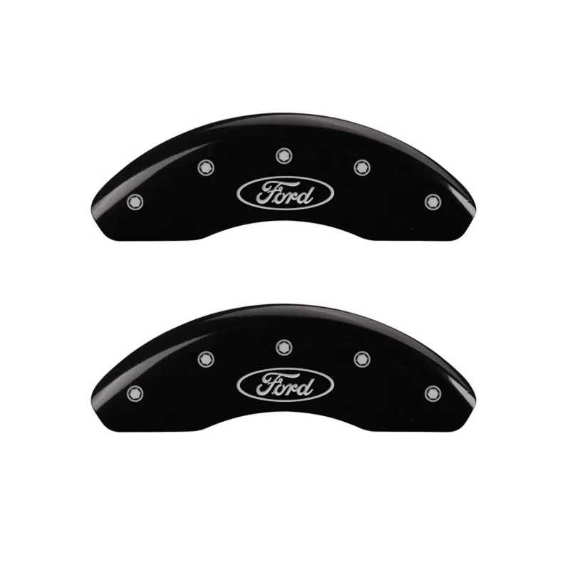 MGP 10102FFRDBK, Front set 2 Caliper Covers Engraved Front Oval logo/Ford Black finish silver ch