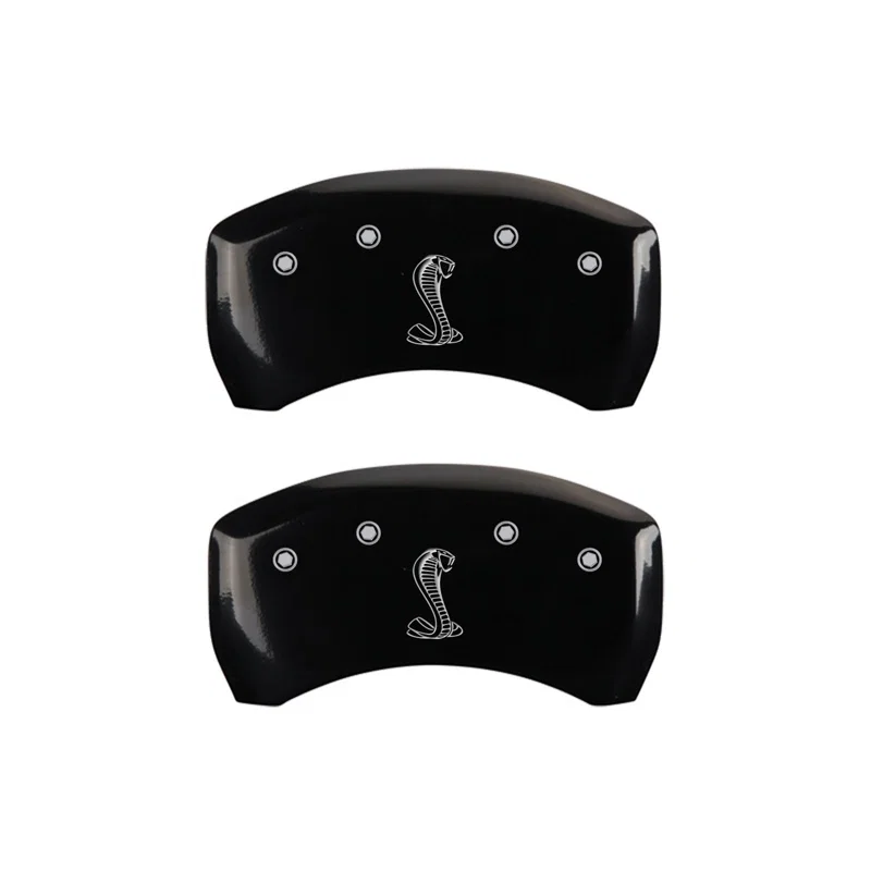 MGP 10010RCNKBK, Rear set 2 Caliper Covers Engraved Rear Snake Black finish silver ch