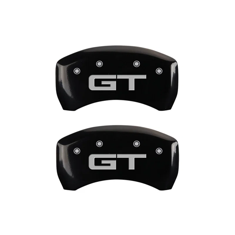 MGP 10203R2MGBK, Rear set 2 Caliper Covers Engraved Rear 2015/GT Black finish silver ch