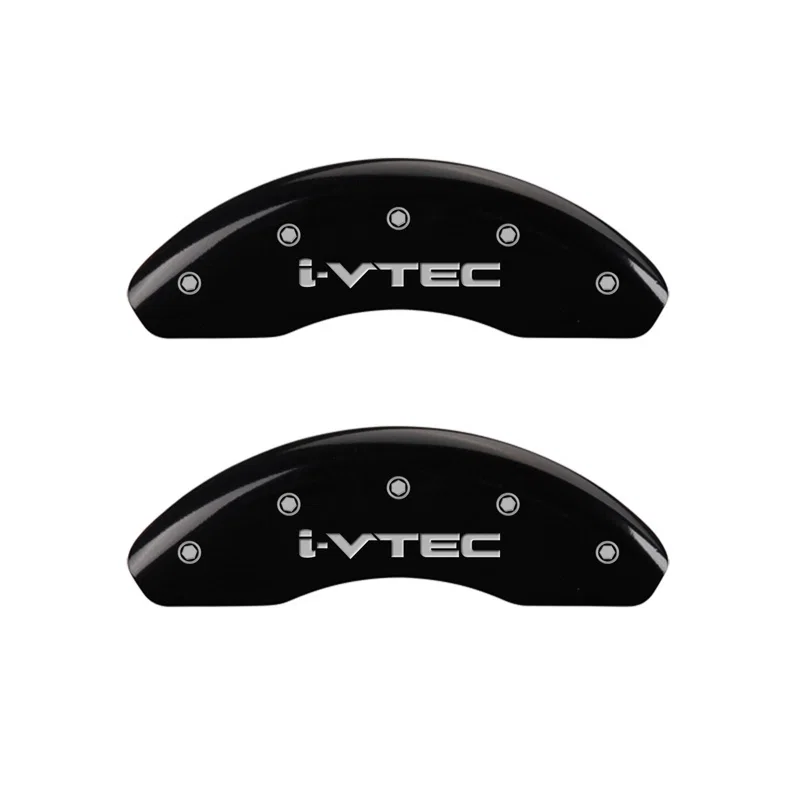 MGP 20143FIVTBK, Front set 2 Caliper Covers Engraved Front i-Vtec Black finish silver ch