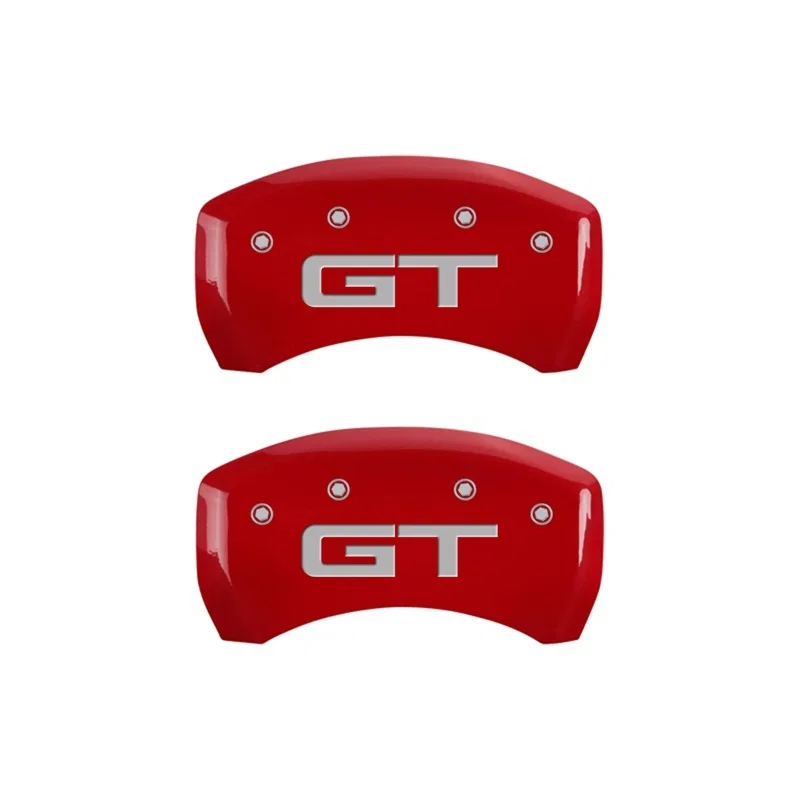 MGP 10203R2MGRD, Rear set 2 Caliper Covers Engraved Rear 2015/GT Red finish silver ch