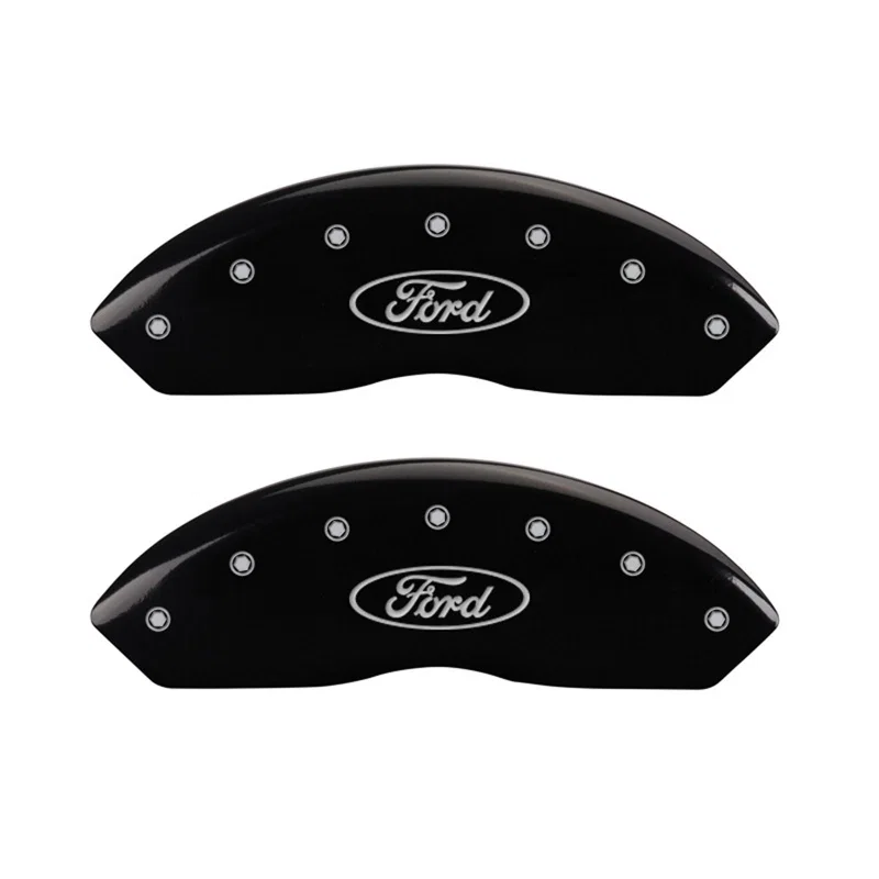 MGP 10155FFRDBK, Front set 2 Caliper Covers Engraved Front Oval logo/Ford Black finish silver ch
