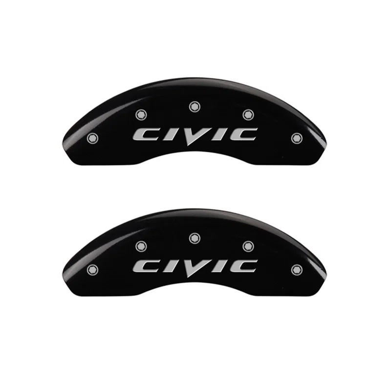 MGP 20212FCIVBK, Front set 2 Caliper Covers Engraved Front 2015/Civic Black finish silver ch