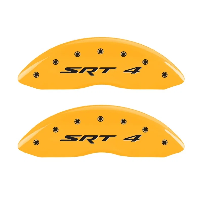 MGP 12002FSR4YL, Front set 2 Caliper Covers Engraved Front SRT4 Yellow finish black ch
