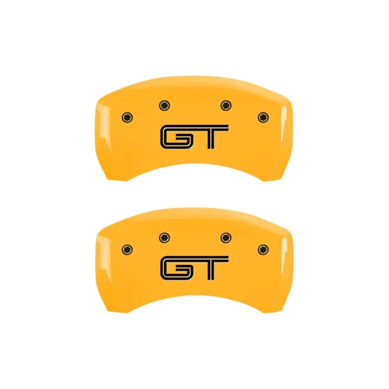MGP 10010RMGTYL, Rear set 2 Caliper Covers Engraved Rear GT Yellow finish black ch