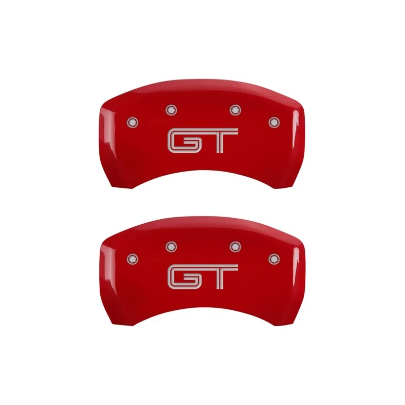 MGP 10010RMG2RD, Rear set 2 Caliper Covers Engraved Rear S197/GT Red finish silver ch