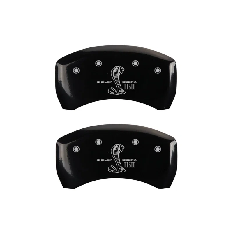 MGP 10010RGT5BK, Rear set 2 Caliper Covers Engraved Rear GT500 Shelby & Cobra Black finish silver ch