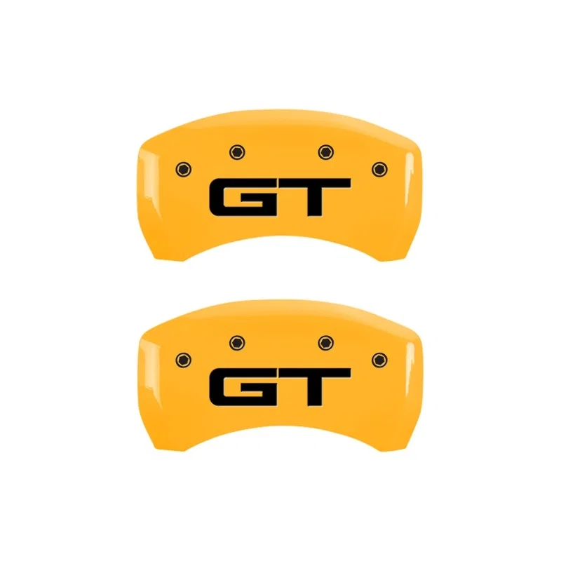 MGP 10203R2MGYL, Rear set 2 Caliper Covers Engraved Rear 2015/GT Yellow finish black ch