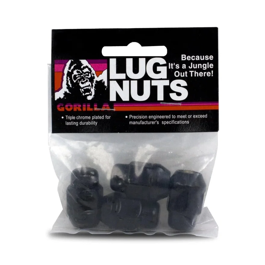 Acorn Bulge 3/4" Hex 12mm x 1.50 Black Pack of 4 Lug Nuts