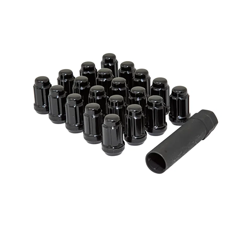 Small Diam Spline Acorn Lug Nuts 3/4" & 13/16" Key 12mm x 1.50 Black Set of 20