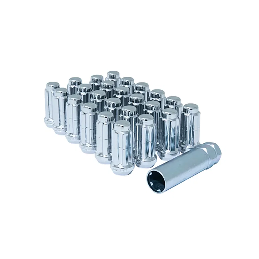 Gorilla Automotive K6TS-14200GR, Small Diam Spline Duplex Lug Nuts 13/16" & 7/8" Key 14mm x 2.00 Chrome Set of 24