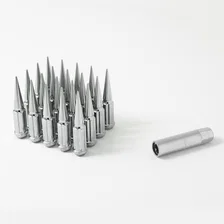 Small Diam Spline Spike Lug Nuts 13/16" & 7/8" Key 1/2"-20 Chrome Set of 20 image 2