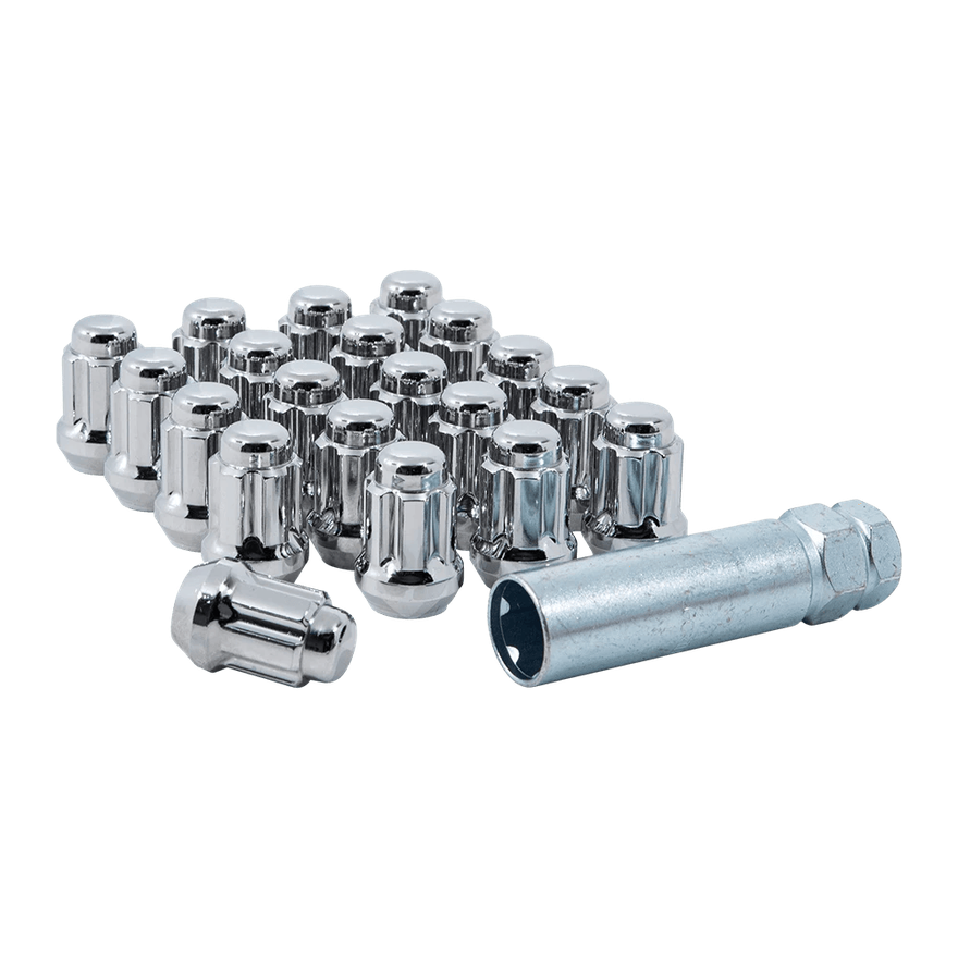 Gorilla Automotive K5CS-14150GR, Small Diam Spline Duplex Short Lugs 13/16" & 7/8" Key 14mmx1.50 Chrome Set of 20