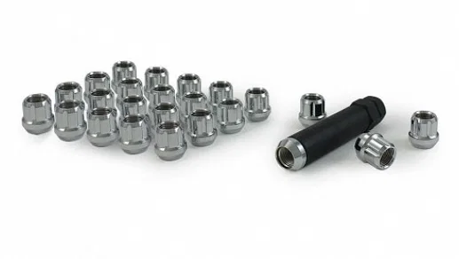 Small Diam Spline Open End Lug Nuts 3/4" & 13/16" Key 12mmx1.25 Chrome Set of 24