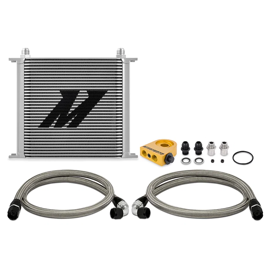 Mishimoto MMOC-U34TSL, Universal Oil Cooler, 34-Row, Silver, Thermostatic, Kit