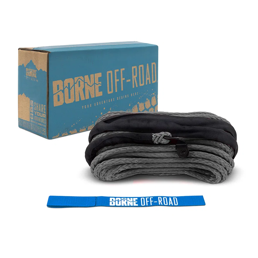 Mishimoto BNWN-SR-38-85GR, Borne Off-Road BNWN-SR-38-85GR Replacement Synthetic Winch Rope, Gray, 3/8 in x 85 ft
