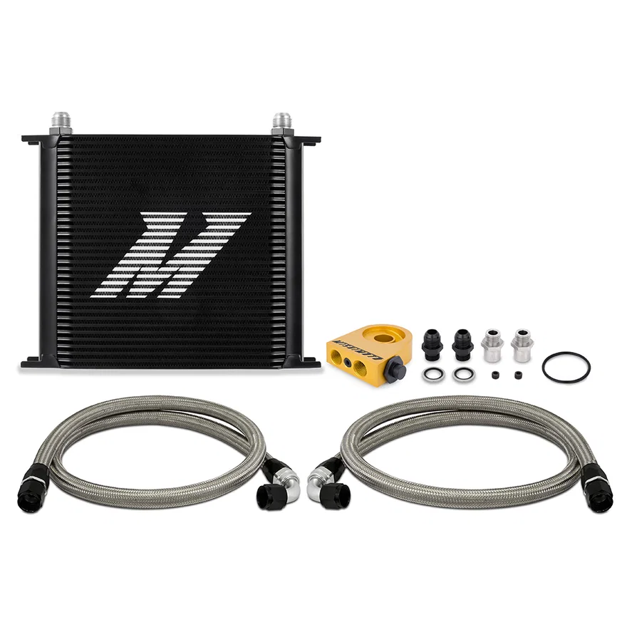 Mishimoto MMOC-U34TBK, Universal Oil Cooler, 34-Row, Black, Thermostatic, Kit