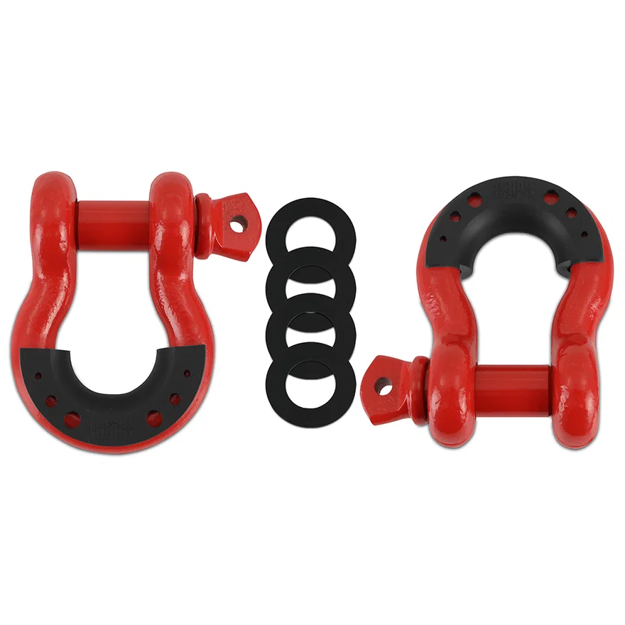 Mishimoto BNDR-RD, Borne Off-Road BNDR-RD 3/4 in Steel D-Ring Shackle Set, Red, 2 Pieces