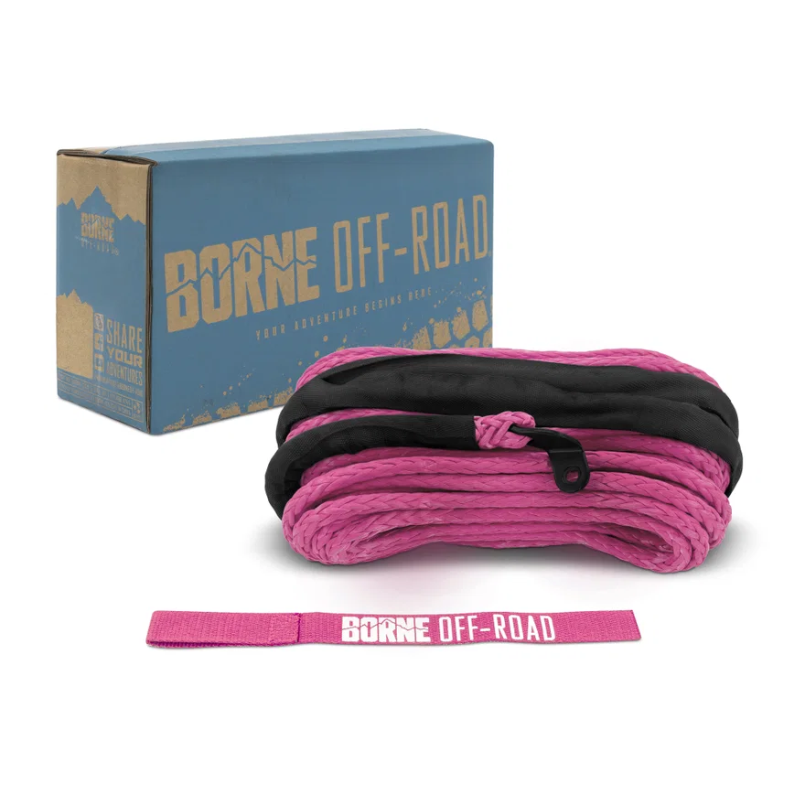Mishimoto BNWN-SR-38-85PK, Borne Off-Road BNWN-SR-38-85PK Replacement Synthetic Winch Rope, Pink, 3/8 in x 85 ft