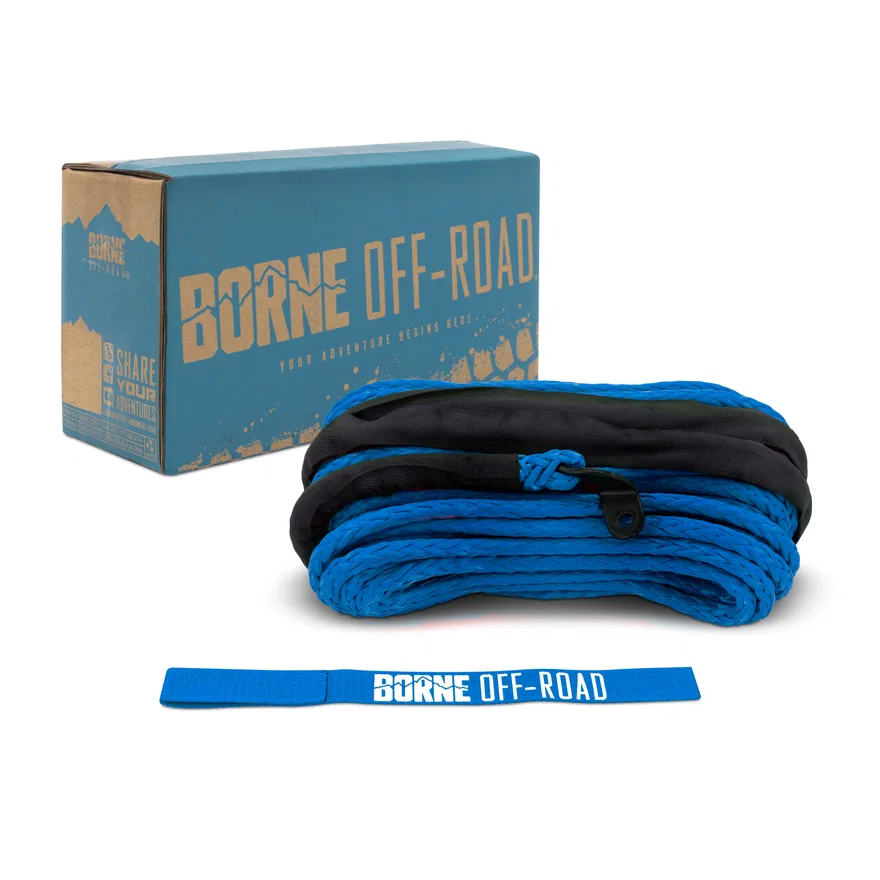 Mishimoto BNWN-SR-38-85BL, Borne Off-Road BNWN-SR-38-85BL Replacement Synthetic Winch Rope, Blue, 3/8 in x 85 ft