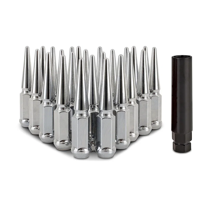 Spiked Lug Nuts, Chrome, M12x1.5, 24-PC Set