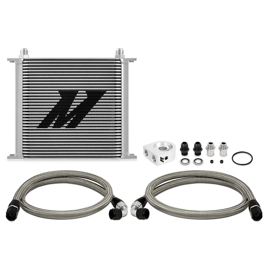 Mishimoto MMOC-U34SL, Universal Oil Cooler, 34-Row, Silver, Kit